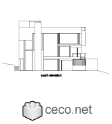 Autocad drawing Smith House south elevation, Richard Meier dwg dxf , in Architecture