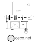 Autocad drawing Smith House upper level second floor Richard Meier dwg , in Architecture