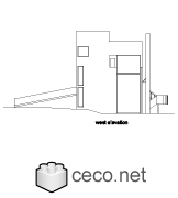Autocad drawing Smith House west elevation, Richard Meier dwg dxf , in Architecture