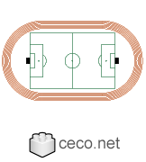 Autocad drawing Soccer field with running track dwg , in Equipment Sports Gym Fitness