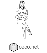 Autocad drawing sophisticated young woman is seated dwg dxf , in People Women
