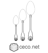Autocad drawing spoon set silver kitchen cutlery spoons forks knives t , in kitchen & bathroom