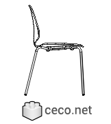 Staking chair side view dwg Autocad drawing , in Furniture