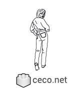 Autocad drawing standing woman rear view dwg , in People Women