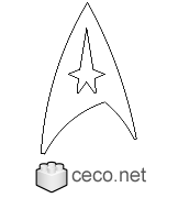 Autocad drawing Star Trek Starfleet Insignia of Enterprise crew dwg , in Symbols Signs Signals