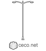 Autocad drawing Street and roadway light pole , outdoor lighting dwg , in Equipment