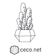 Autocad drawing succulent plant in a pot dwg , in Garden & Landscaping Plants Bushes