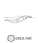 Autocad drawing Swimmer 02 swimming in a pool butterfly style dwg , in People Fitness & Sports