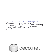 Autocad drawing swimmer 03 swimming in a pool underwater dwg , in People Fitness & Sports