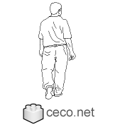 Autocad drawing teenager boy - rear view 1 dwg dxf , in People Men
