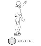 Autocad drawing teenager boy - rear view 2 dwg dxf , in People Men