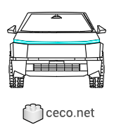Autocad drawing Tesla Cybertruck front view dwg pickup truck dxf suv , in Vehicles Cars