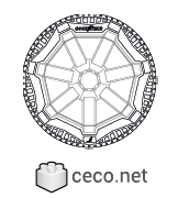 Autocad drawing Tesla Cybertruck wheel cover and tire LT285-65R20 dwg , in Equipment