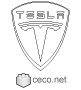 Autocad drawing Tesla Motors logo, Tesla Inc emblem simbol dwg dxf , in Symbols Signs Signals
