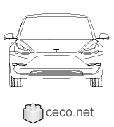 Autocad drawing Tesla Motors Model 3 Tesla Inc electric car front dwg , in Vehicles Cars