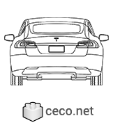 Tesla Model S Electric Car rear view - AutoCAD Drawing , in Vehicles Cars