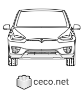 Tesla Model X front view dwg Autocad drawing Tesla Inc , in Vehicles Cars