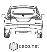 Model X rear view dwg Autocad template Tesla Inc , in Vehicles Cars