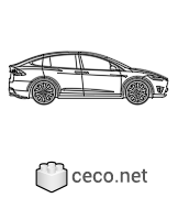 Autocad drawing tesla Model X side view dwg , in Vehicles Cars