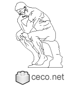 Autocad drawing The Thinker sculpture by Auguste Rodin Le Penseur dwg , in Decorative elements
