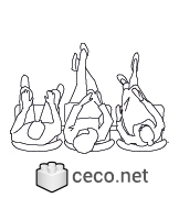 Autocad drawing three people sitting in the waiting room dwg top view , in People Family & Groups