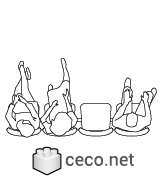 Autocad drawing three people sitting waiting in the waiting room dwg , in People Family & Groups
