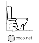 Autocad drawing toilet siphon wc cross-section dwg , in kitchen & bathroom