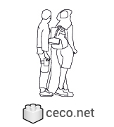 Autocad drawing tourist couple man and woman sightseeing dwg , in People Family & Groups