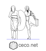 Autocad drawing Two women in the beach two young girls bikini dwg , in People Family & Groups