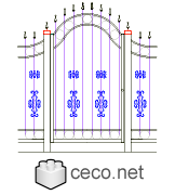 Autocad drawing vintage wrought iron gates and fences dwg , in Decorative elements