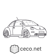 Autocad drawing Volkswagen New Beetle dwg , in Vehicles Cars