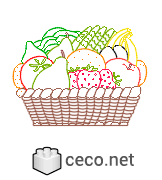 Autocad drawing wicker basket with fruits and vegetables dwg , in kitchen & bathroom