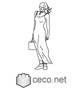 Autocad drawing woman with bag dwg dxf , in People Women
