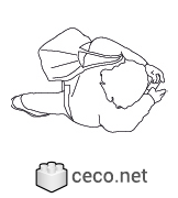 Autocad drawing woman carrying a bag top view dwg , in People Women