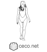 Autocad drawing woman in swimsuit dwg dxf , in People Women