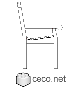Autocad drawing wooden bench side view dwg , in Furniture