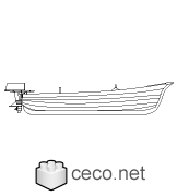 Autocad drawing Wooden boat with an outboard motor side view dwg dxf , in Vehicles Boats & Ships