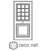 Autocad drawing wooden door with glass dwg , in Decorative elements