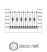 Autocad drawing wrought iron fence with stone columns dwg symbols dxf , in Decorative elements