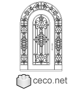 Autocad drawing wrought iron single door ,entry doors dwg dxf , in Decorative elements