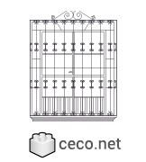 Autocad drawing Wrought-iron window grate dwg , in Decorative elements