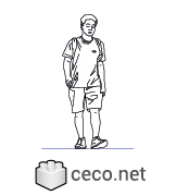 Autocad drawing young boy walking front view dwg , in People Men