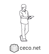 Autocad drawing young boy walking dwg , in People Men