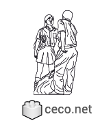 Autocad drawing young couple dwg , in People Family & Groups
