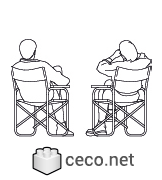 Autocad drawing young couple sitting rear view dwg , in People Family & Groups