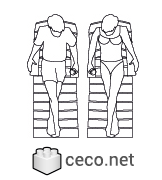 Autocad drawing young couple sunbathing on deck chairs dwg , in People Family & Groups