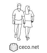 Autocad drawing young couple walking hand in hand dwg , in People Family & Groups