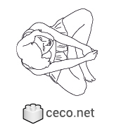 Autocad drawing young girl sitting on the floor top view dwg , in People Women