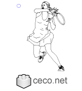 Autocad drawing young lady athlete playing tennis dwg dxf template , in Equipment Sports Gym Fitness