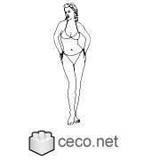 Autocad drawing young lady with bikini dwg dxf , in People Women